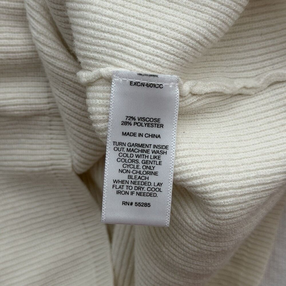 Express Rib-Knit Pullover Sweater Ivory Mock Neck Cold Shoulder Women S - Picture 5 of 6